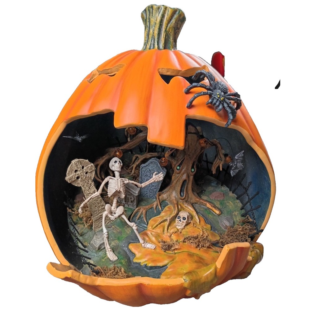 Accents Halloween Pumpkin Scene Department 56 2006 DOES NOT WORK Skeleton Tree